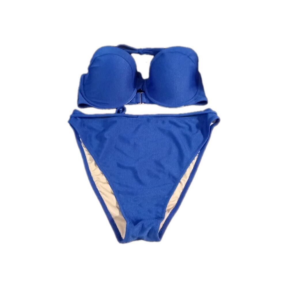 Shade And Shore Cobalt Blue Bikini Bottom LG. Top 38 D Beach Vacation Summer